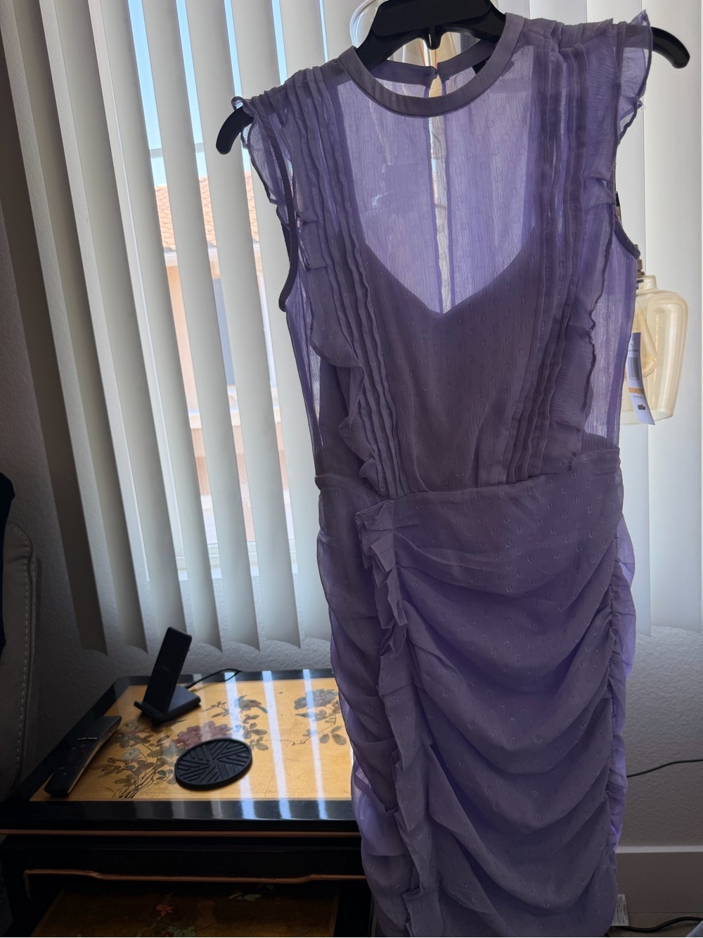MSK Sheer Ruffle Lavender Women’s Dress